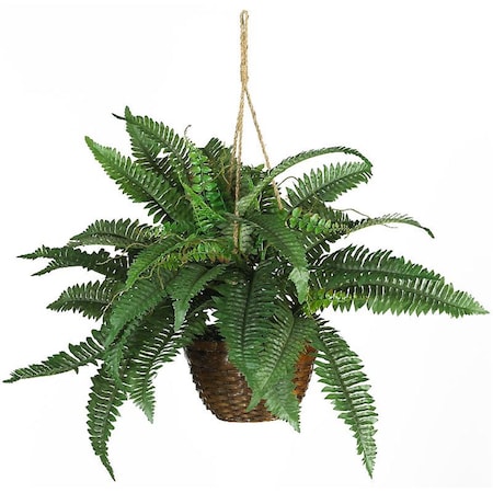 Nearly Natural Boston Fern Silk Hanging Basket- Green 6599